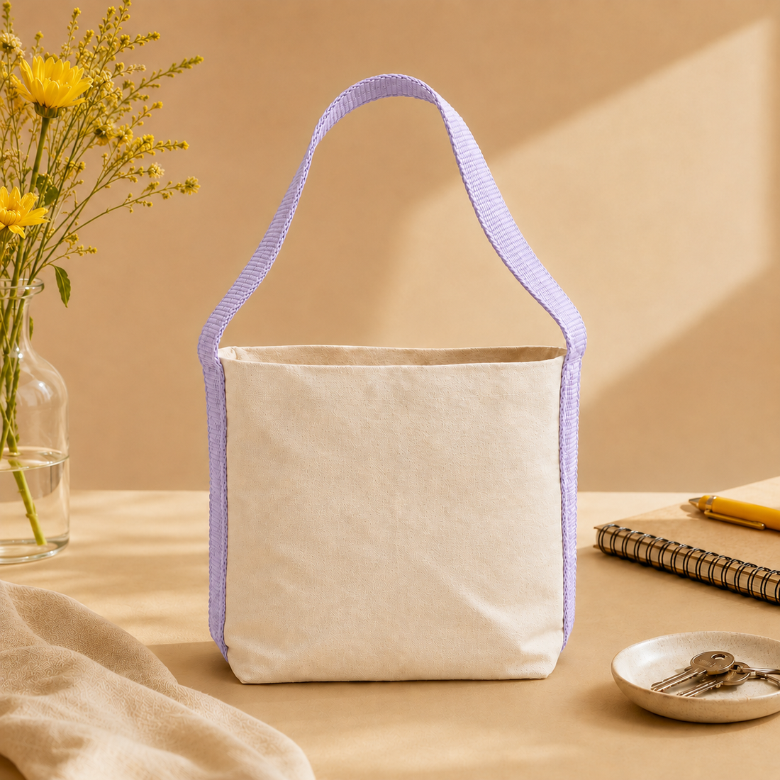 Plain Purple Basket Bag | 400 GSM