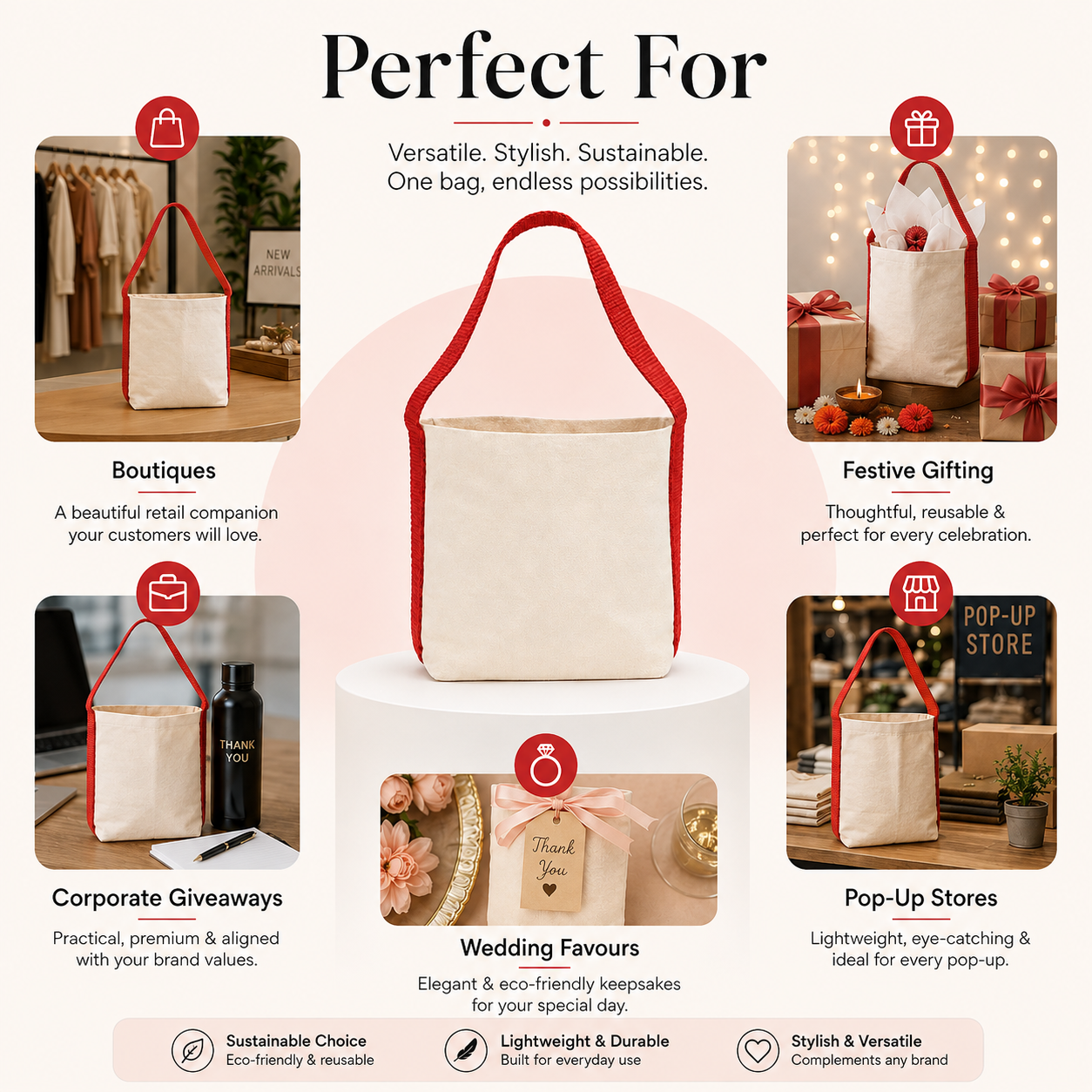 Plain Red Basket Bag | 400 GSM