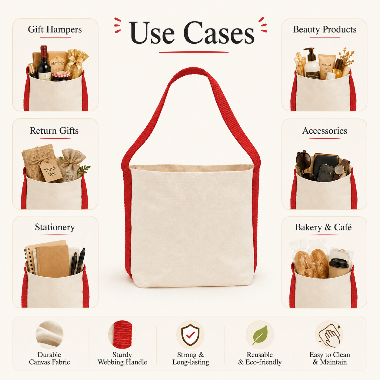 Plain Red Basket Bag | 400 GSM