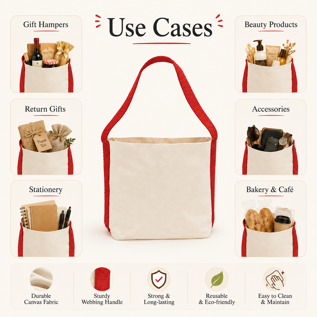 Plain Red Basket Bag | 400 GSM