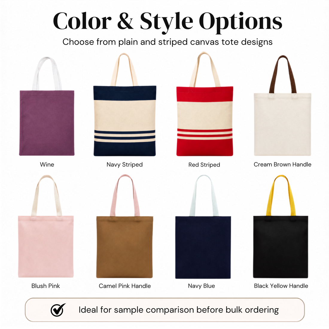 Canvas Tote Bag Sample Kit - 8 Colors | 330 GSM