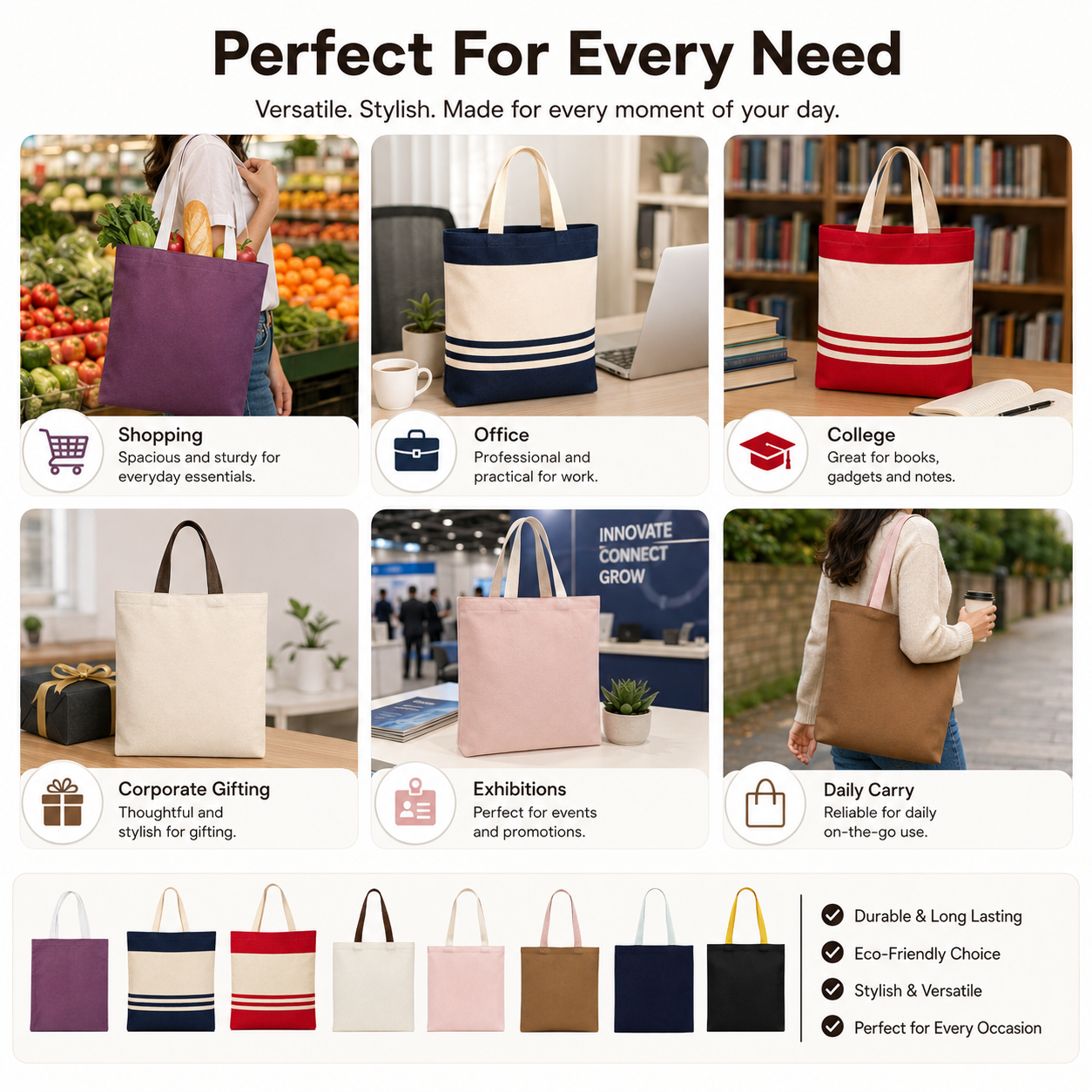 Canvas Tote Bag Sample Kit - 8 Colors | 330 GSM