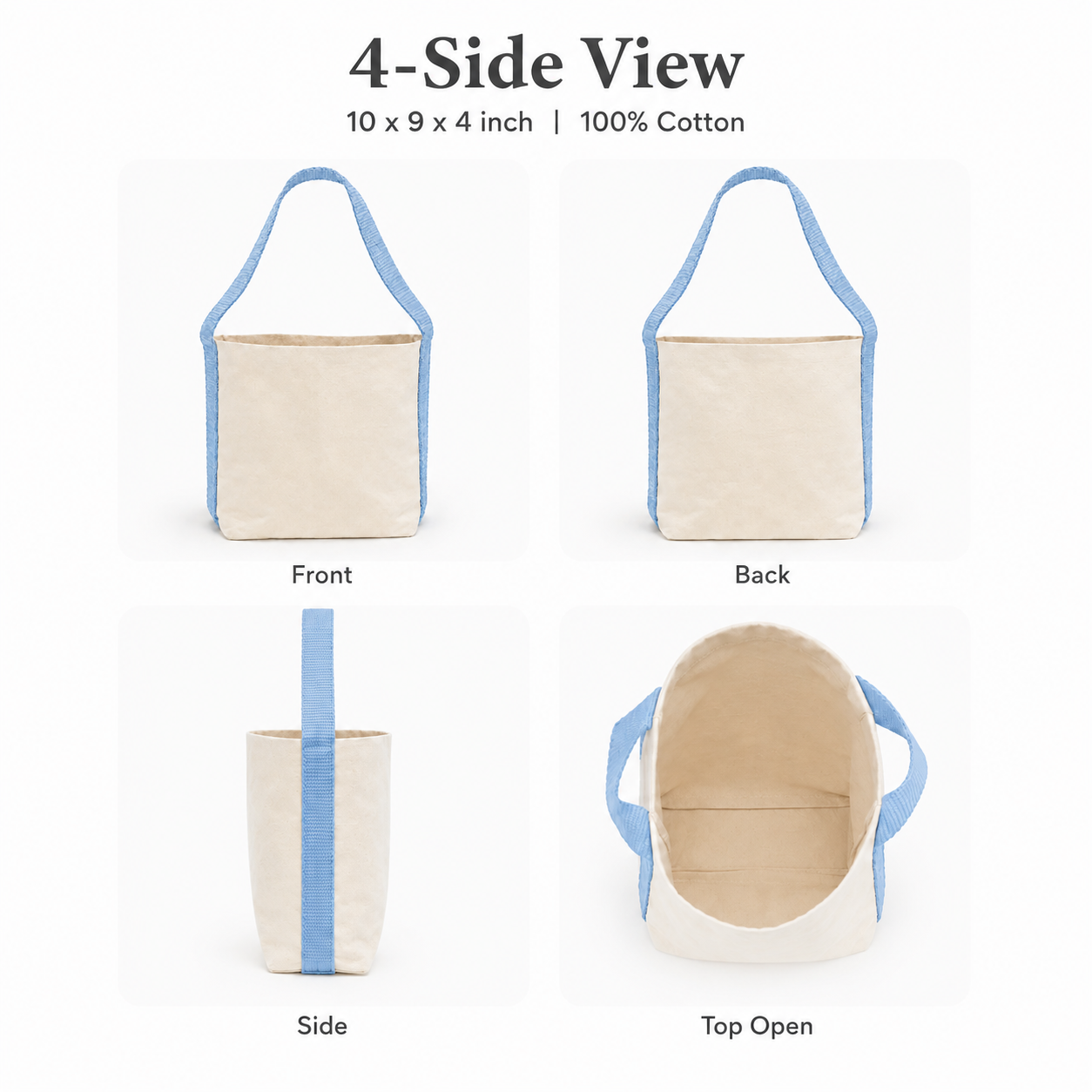 Plain Sky Blue Basket Bag | 400 GSM