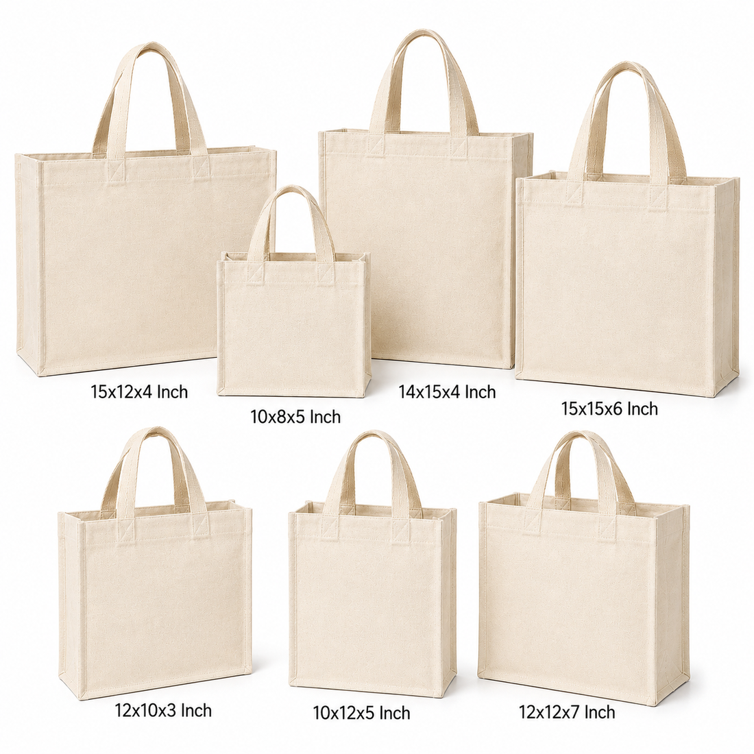 Cotton Canvas Gusset Tote Bag Sample Kit - 7 Sizes | 330 GSM
