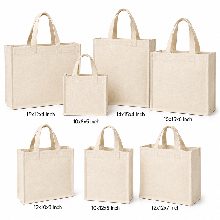 Cotton Canvas Gusset Tote Bag Sample Kit - 7 Sizes | 330 GSM