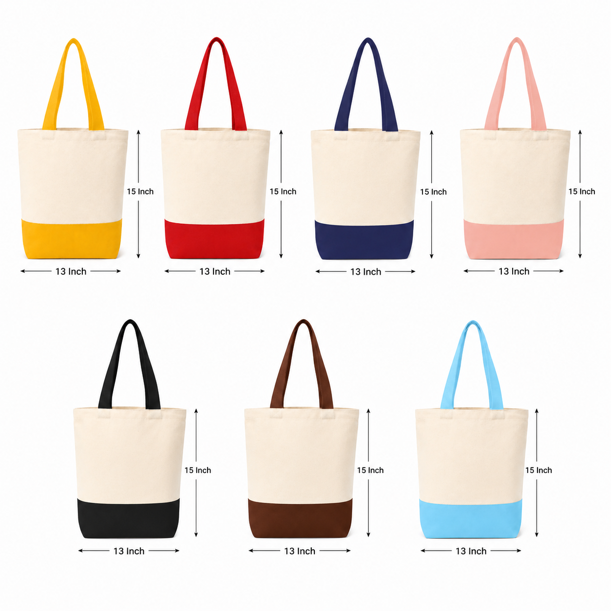 2-Color Cotton Canvas Tote Bag Sample Kit - 7 Colors | 330 GSM