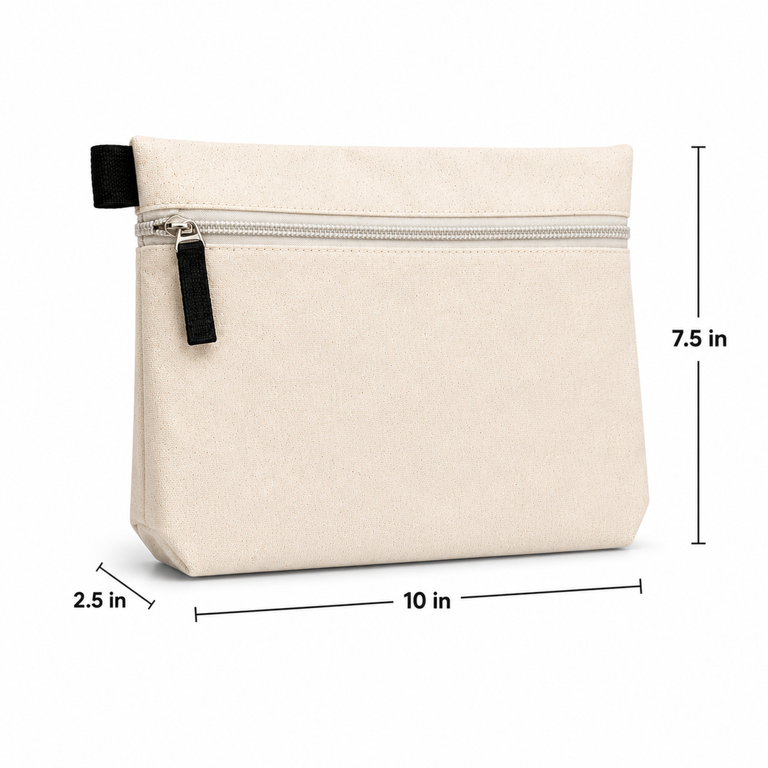10×7.5×2.5 Utility Cotton Zipper Pouch