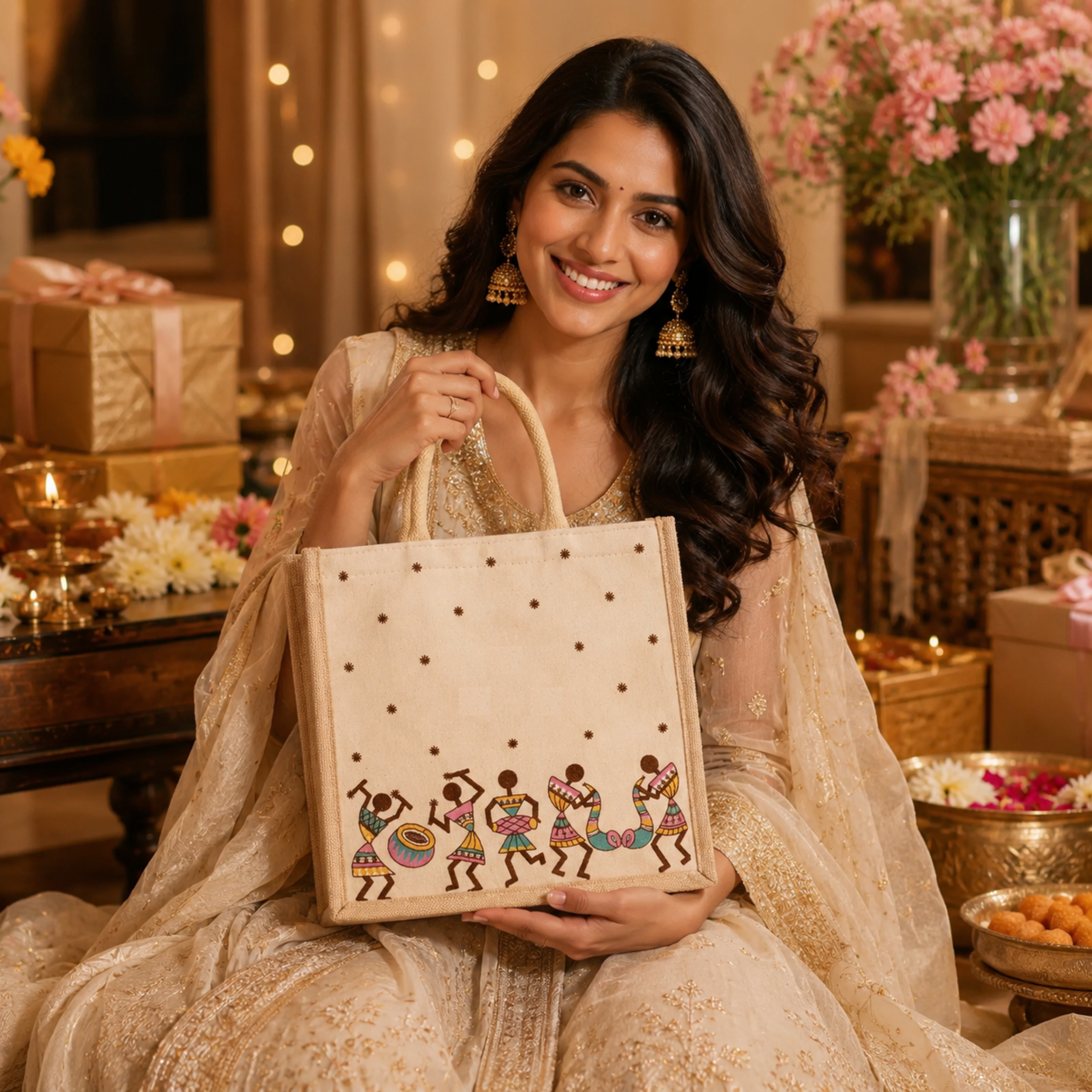 Plain Warli Utsav Hamper Bag
