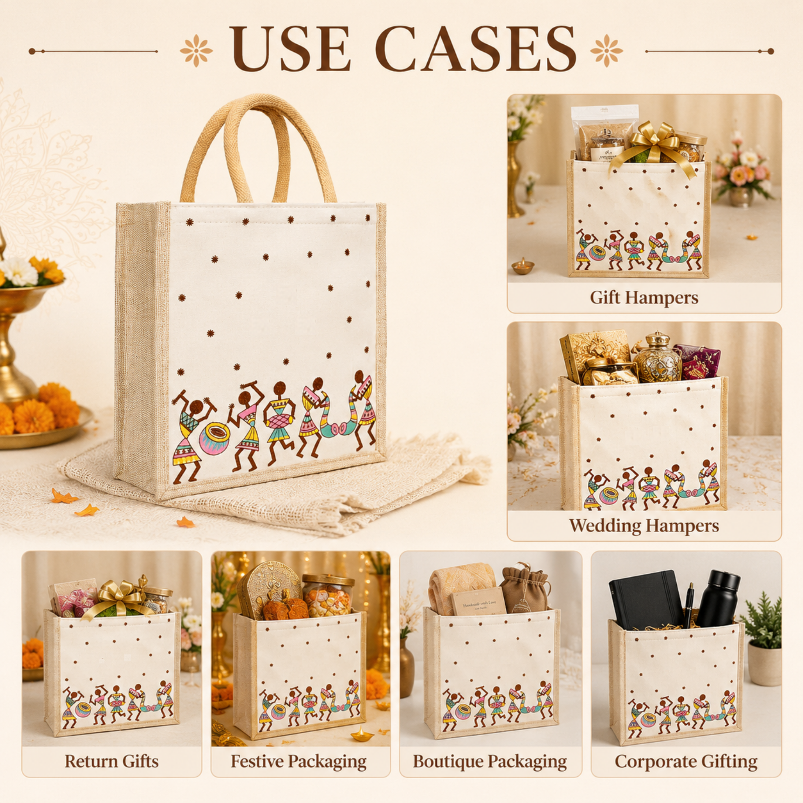Plain Warli Utsav Hamper Bag