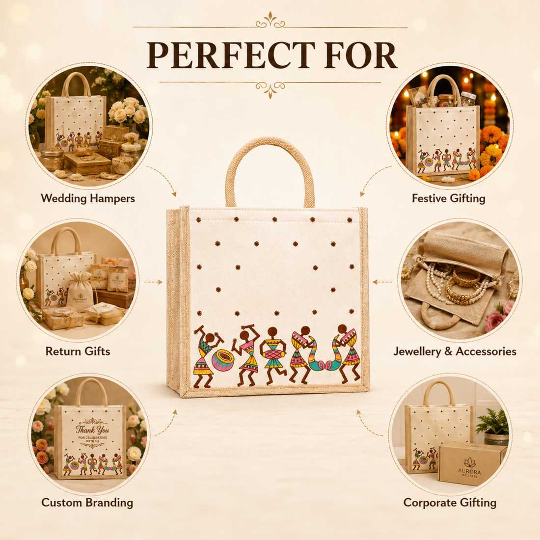 Plain Warli Utsav Hamper Bag