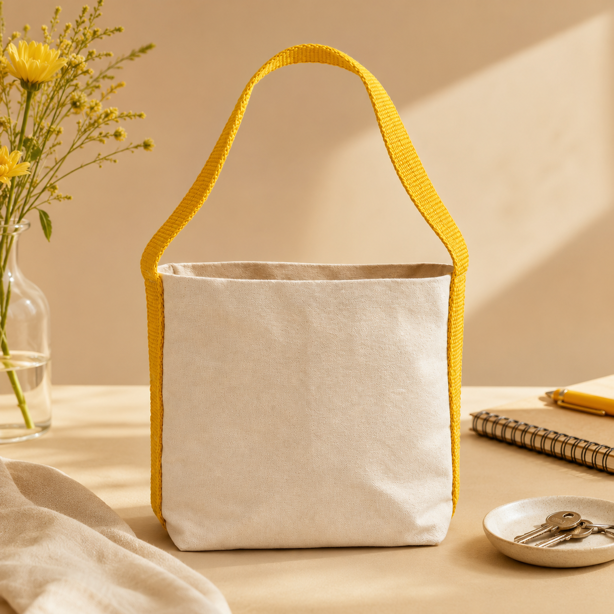Plain Yellow Basket Bag | 400 GSM