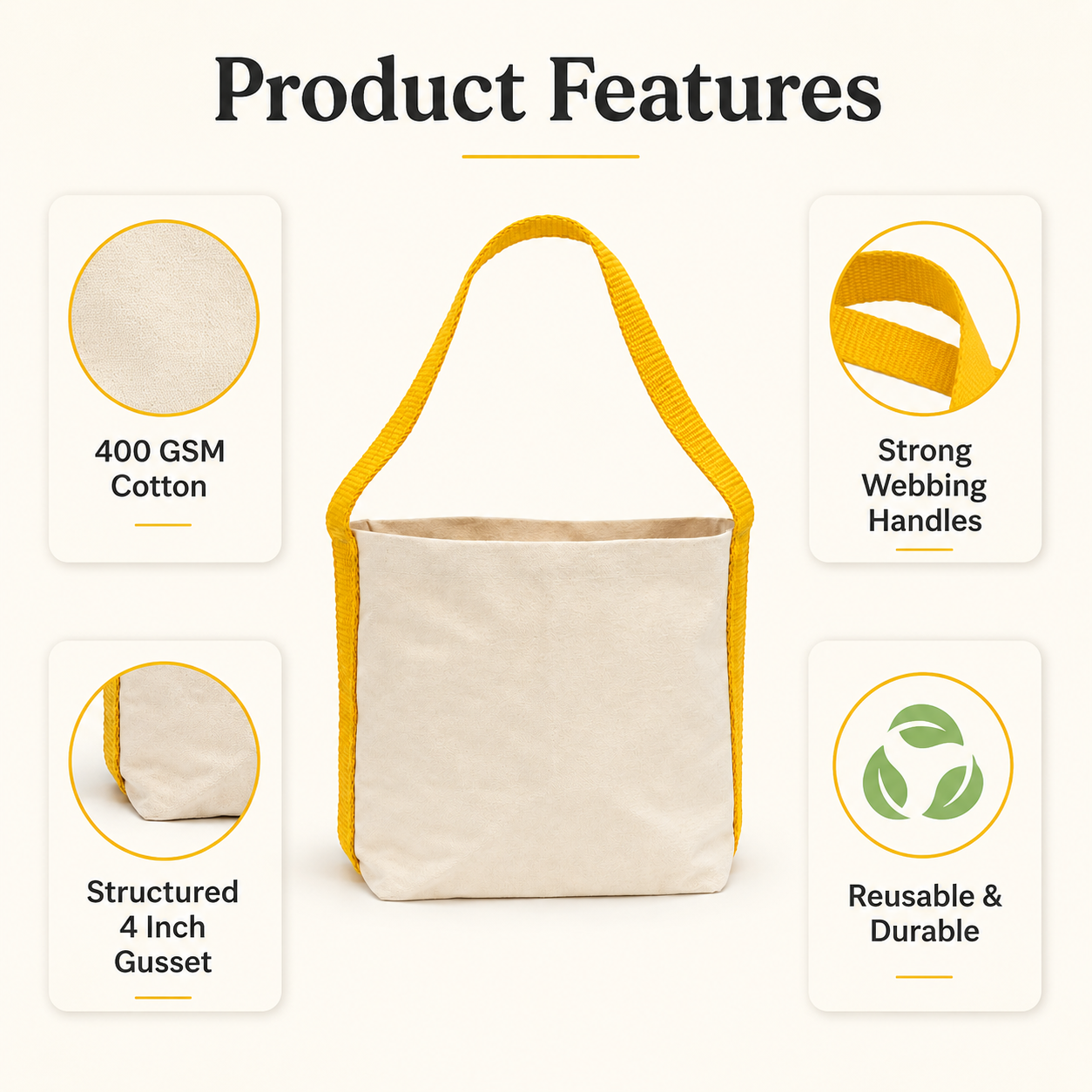 Plain Yellow Basket Bag | 400 GSM