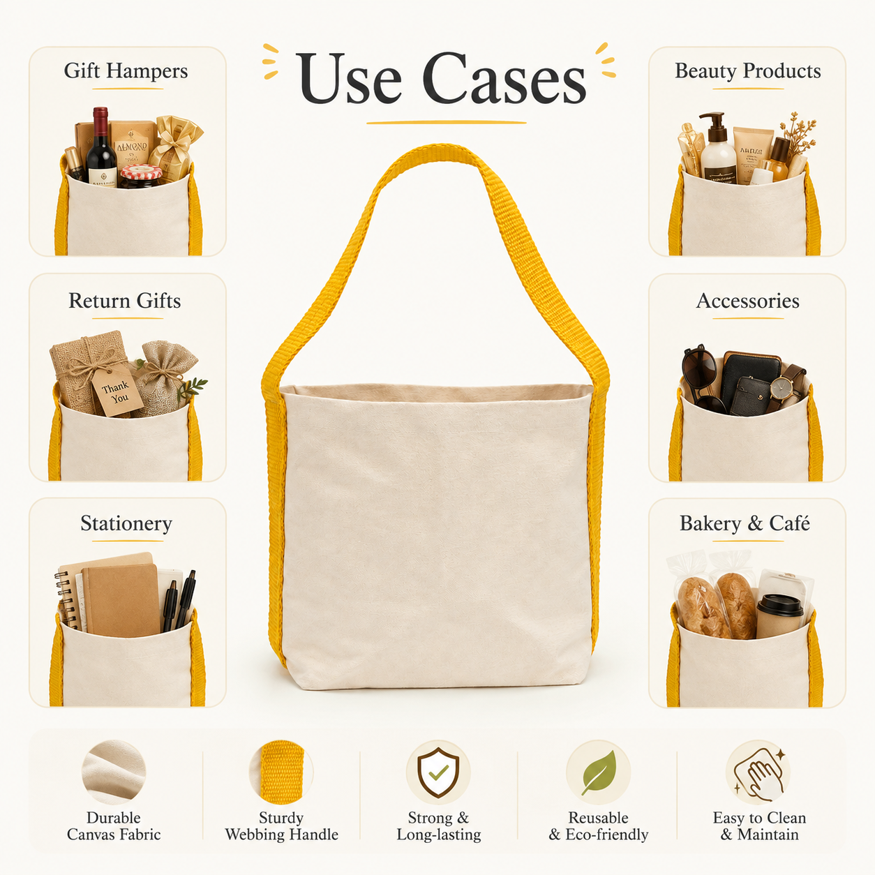 Plain Yellow Basket Bag | 400 GSM