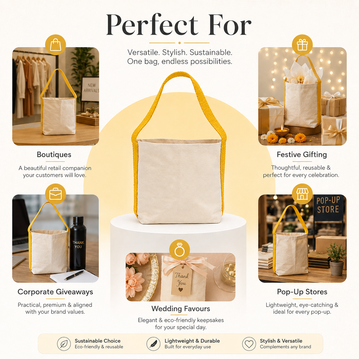 Plain Yellow Basket Bag | 400 GSM